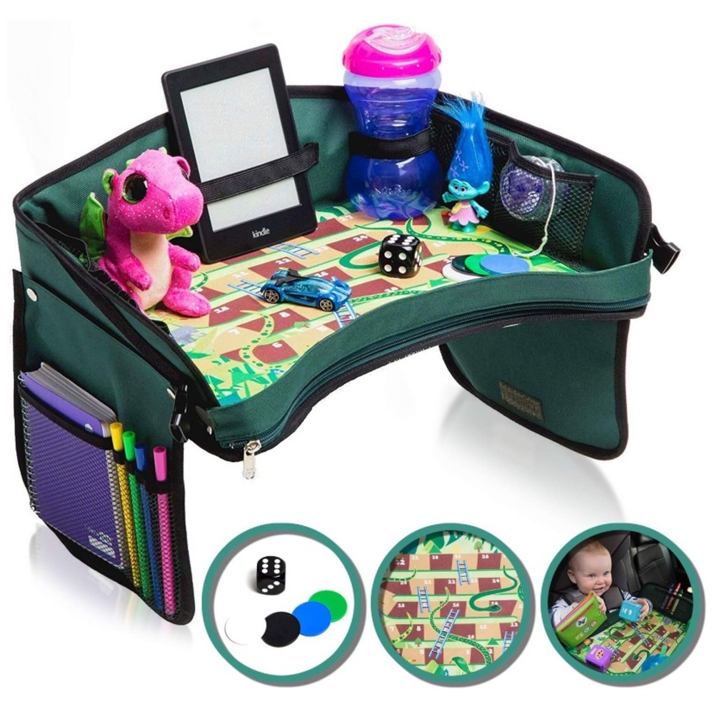 🆕 Kids Car Seat Tray - FREE SNAKES + LADDERS Game